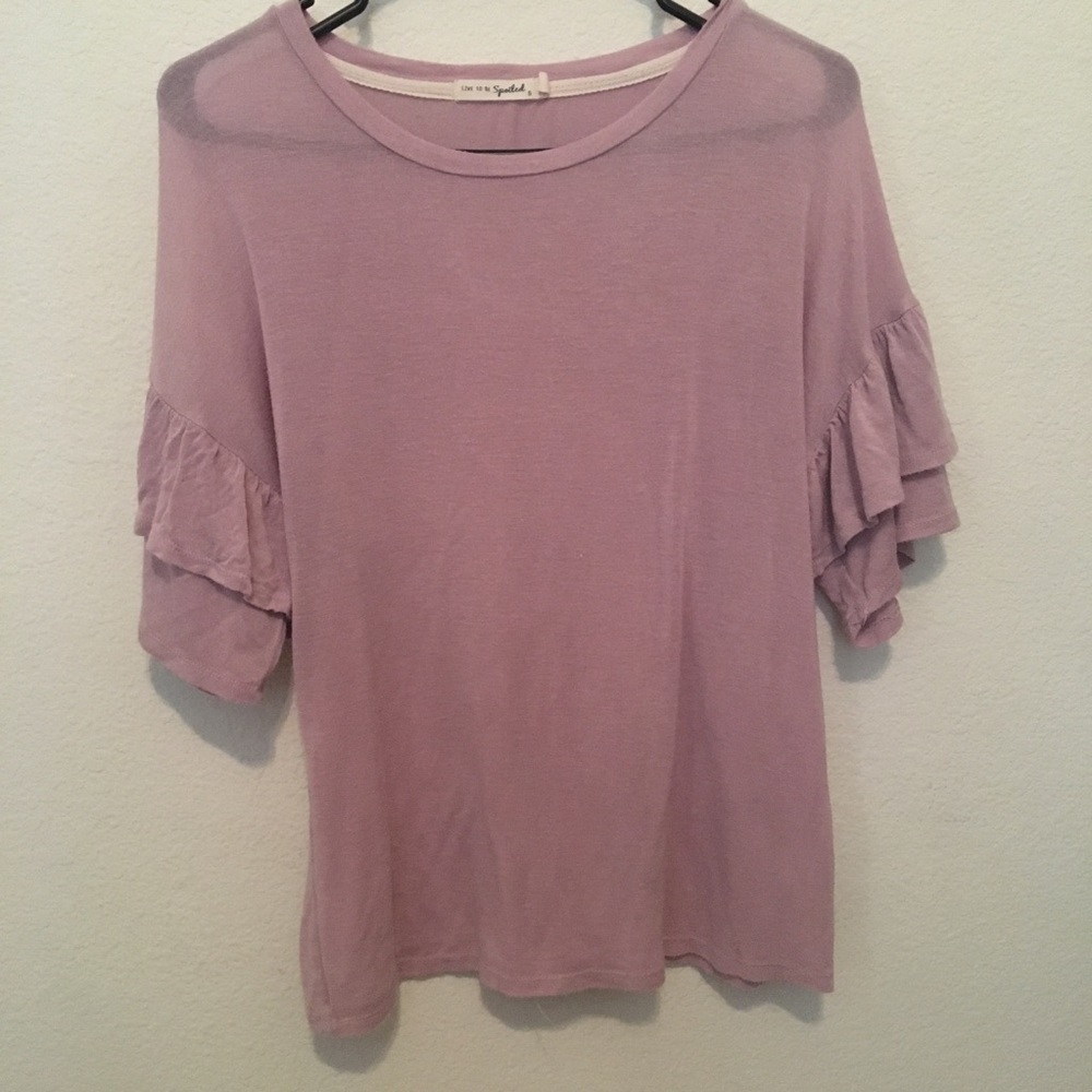 Live To Be Spoiled Pink Ruffled Short Sleeve